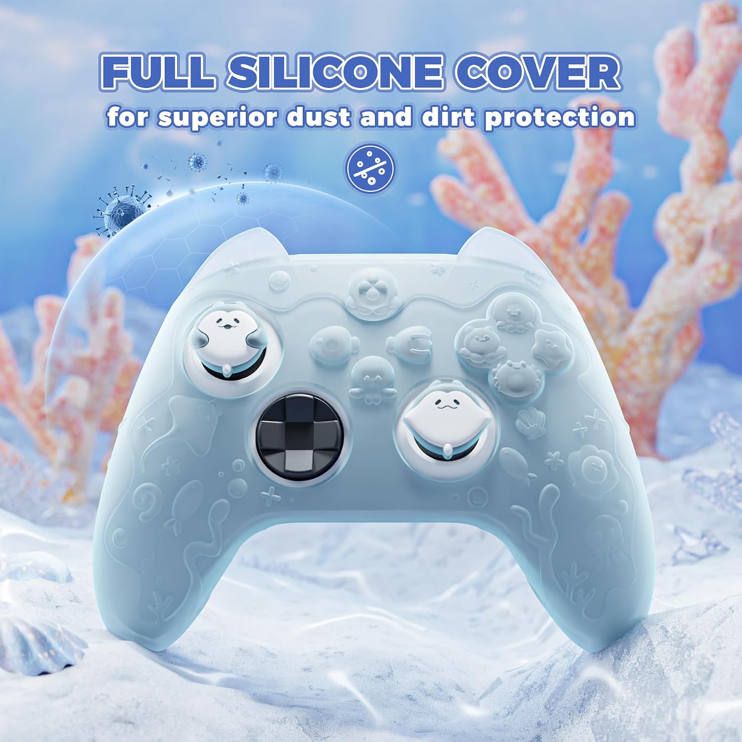 Detalle 2 de PlayVital Ocean Whisper Silicone Cover for Xbox Series X|S Controller — Mint Blue