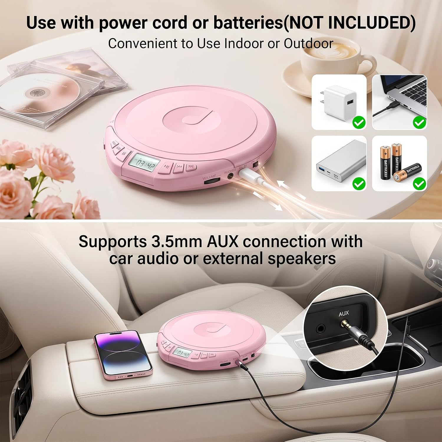 Detalle de Gueray H-01 Portable CD Player with LCD, Anti-Skip and AUX
