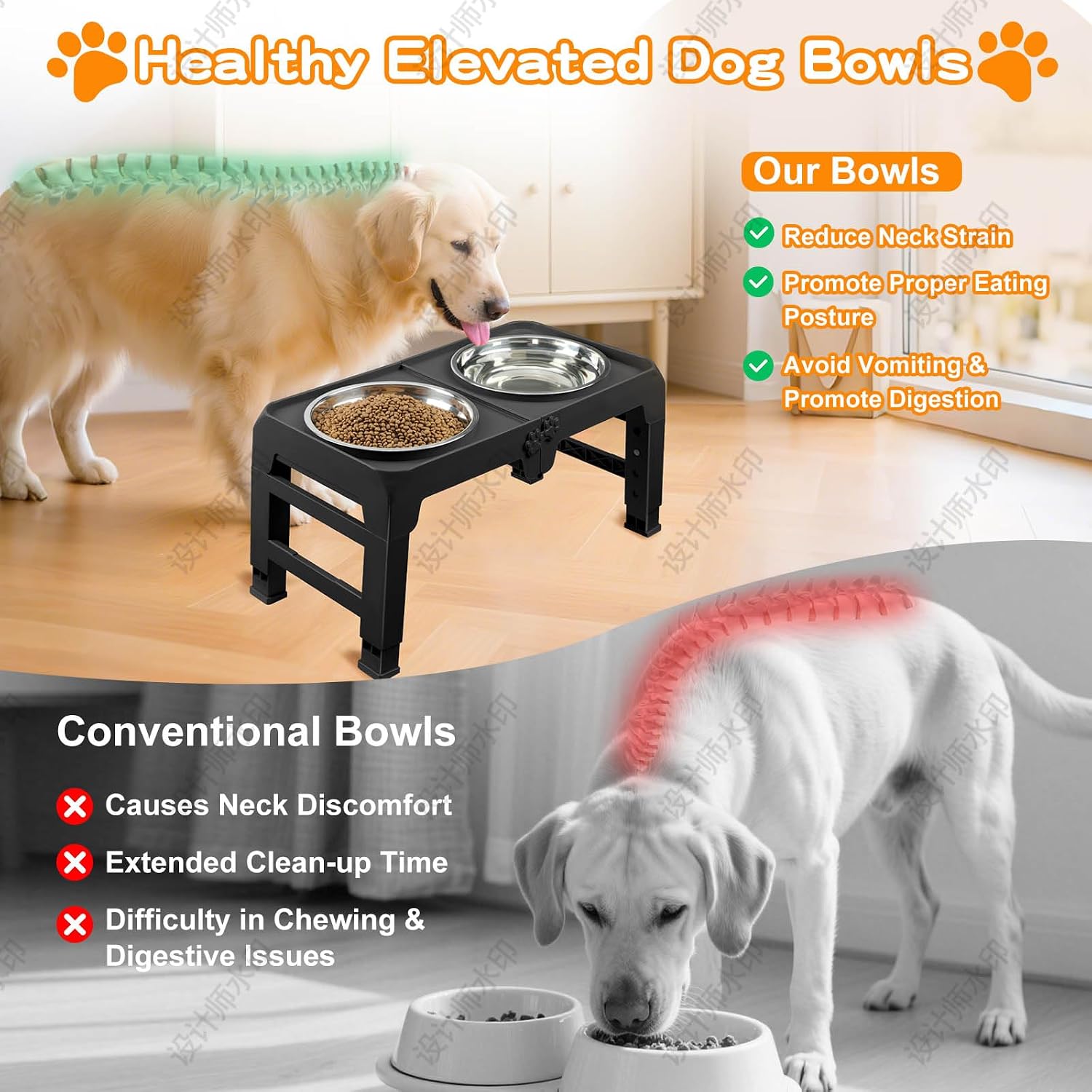 Detalle de Elevated Dog Bowls with 5 Adjustable Heights