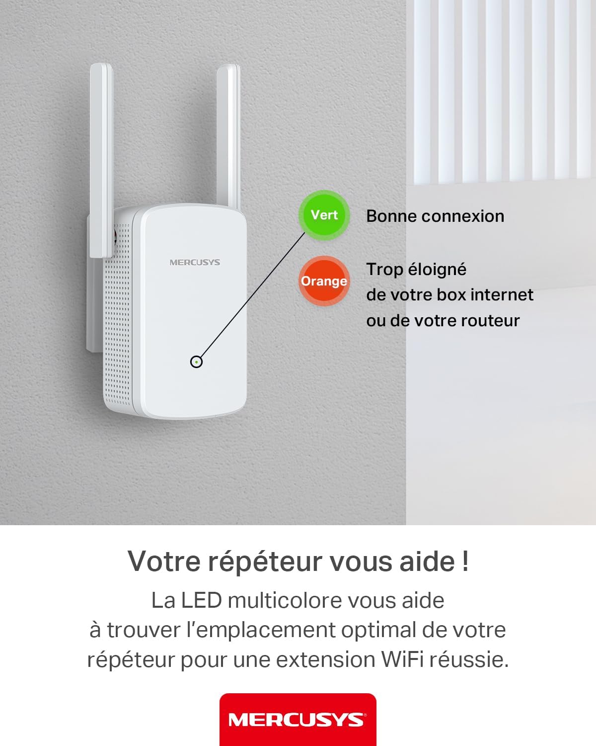 Thumbnail 5 de MERCUSYS ME12 : répéteur Wi‑Fi N300 jusqu’à 300 Mbps sur 2,4 GHz avec 2 antennes externes