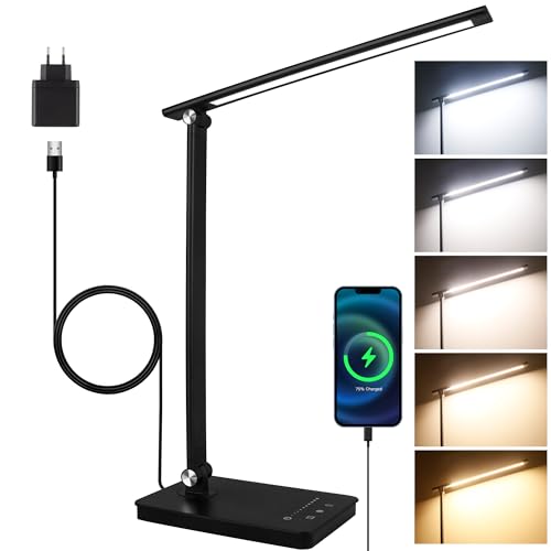 Detalle de Akynite Lámpara de Escritorio LED con Control Táctil y USB-C – 42 LED, 5 colores, 10 intensidades, 45 min de temporizador