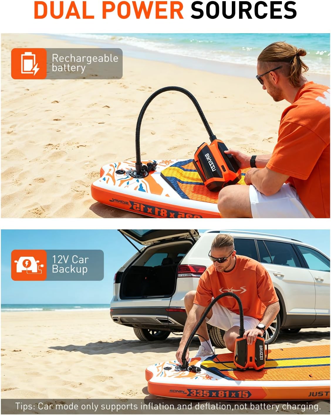 Thumbnail 6 de BAVIZZN Electric Pump for Paddle Board — Rechargeable 22 PSI SUP Pump