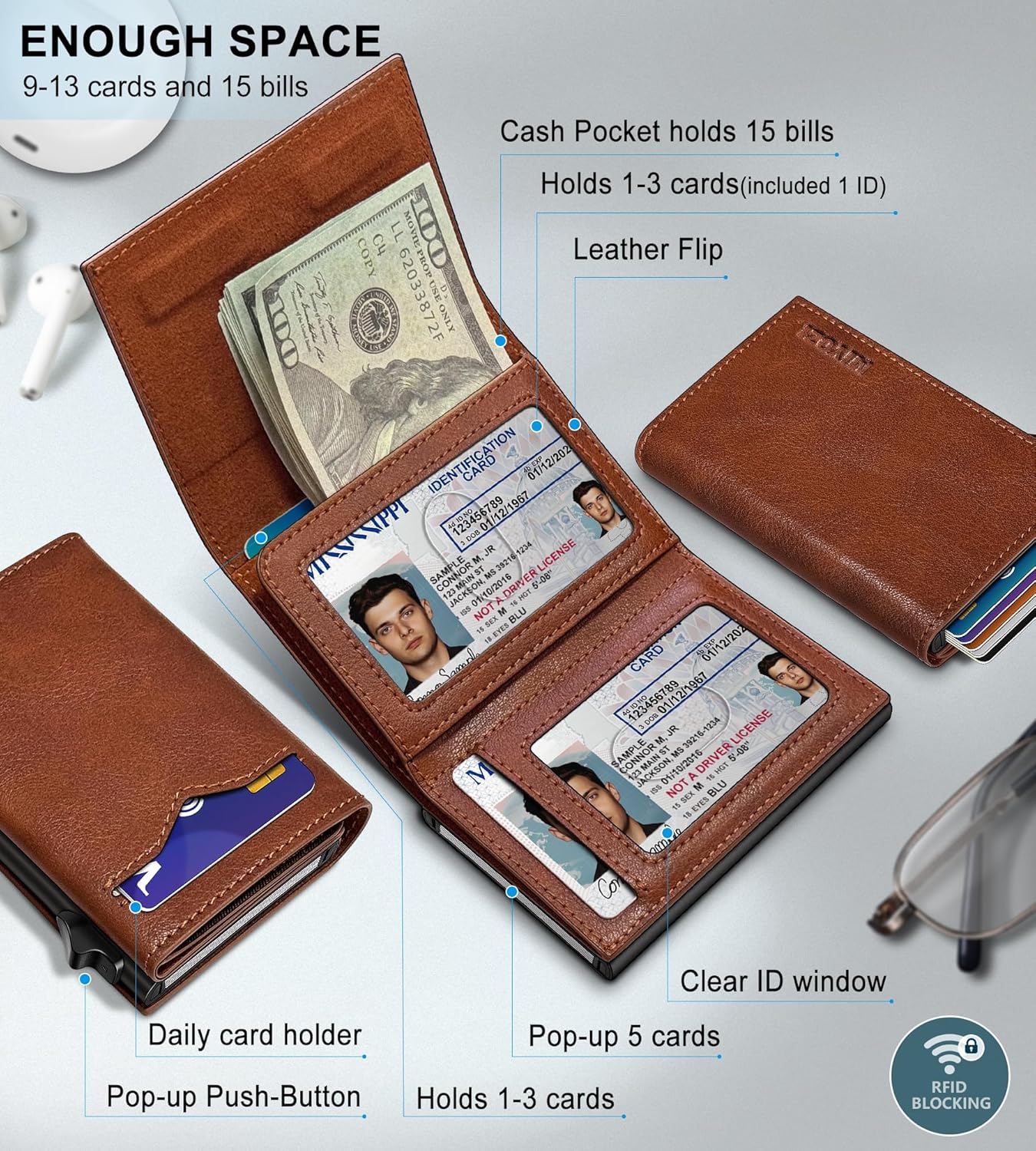 Thumbnail 1 de MIYOZI Trifold Wallet, 9–13-card capacity
