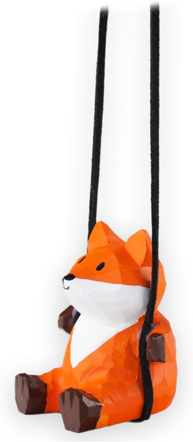Detalle de VIPbuy Handmade Wooden Swinging Fox Car Ornament