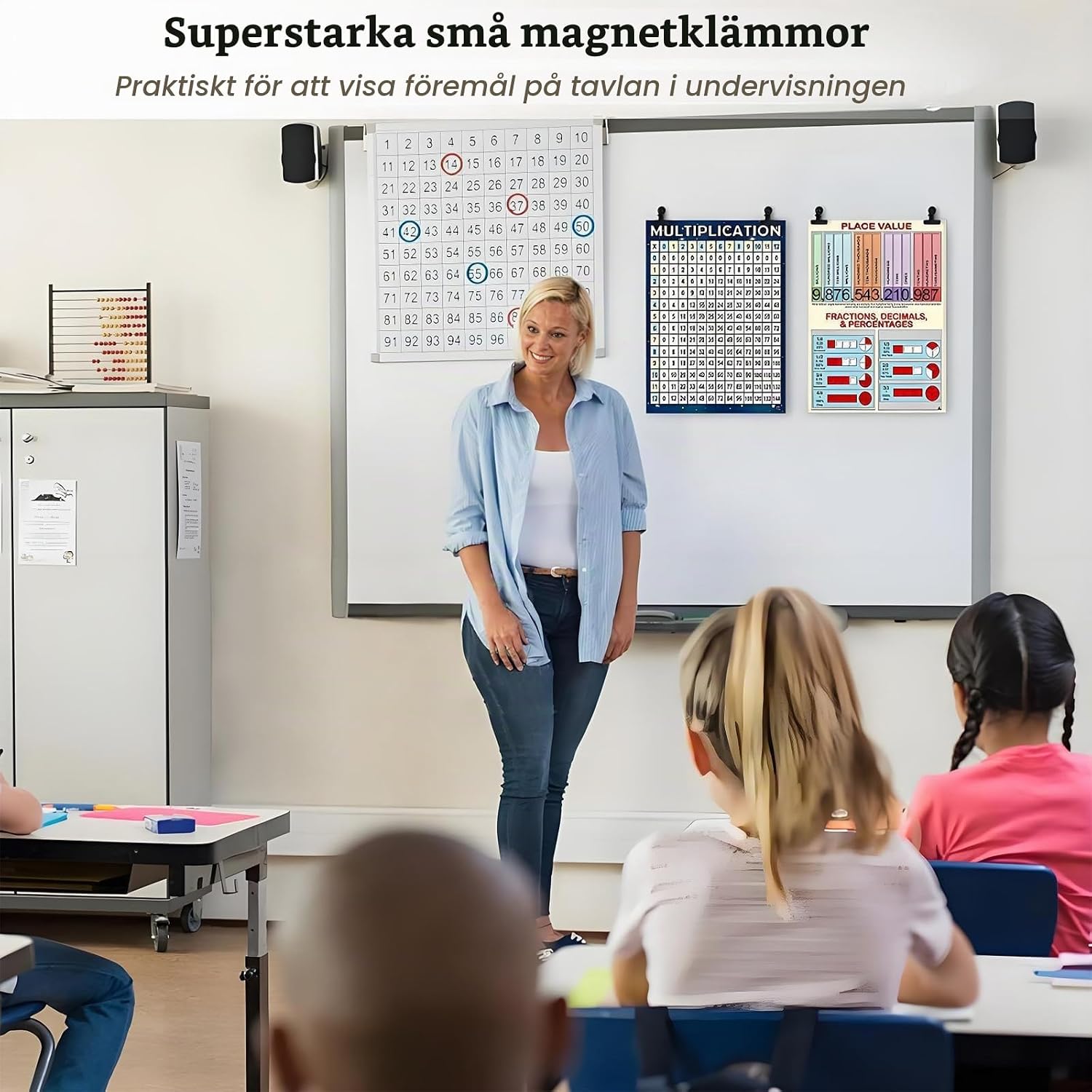 Detalle de Kisstta magnetklämmor i metall, svarta 12-pack med upphängningshål