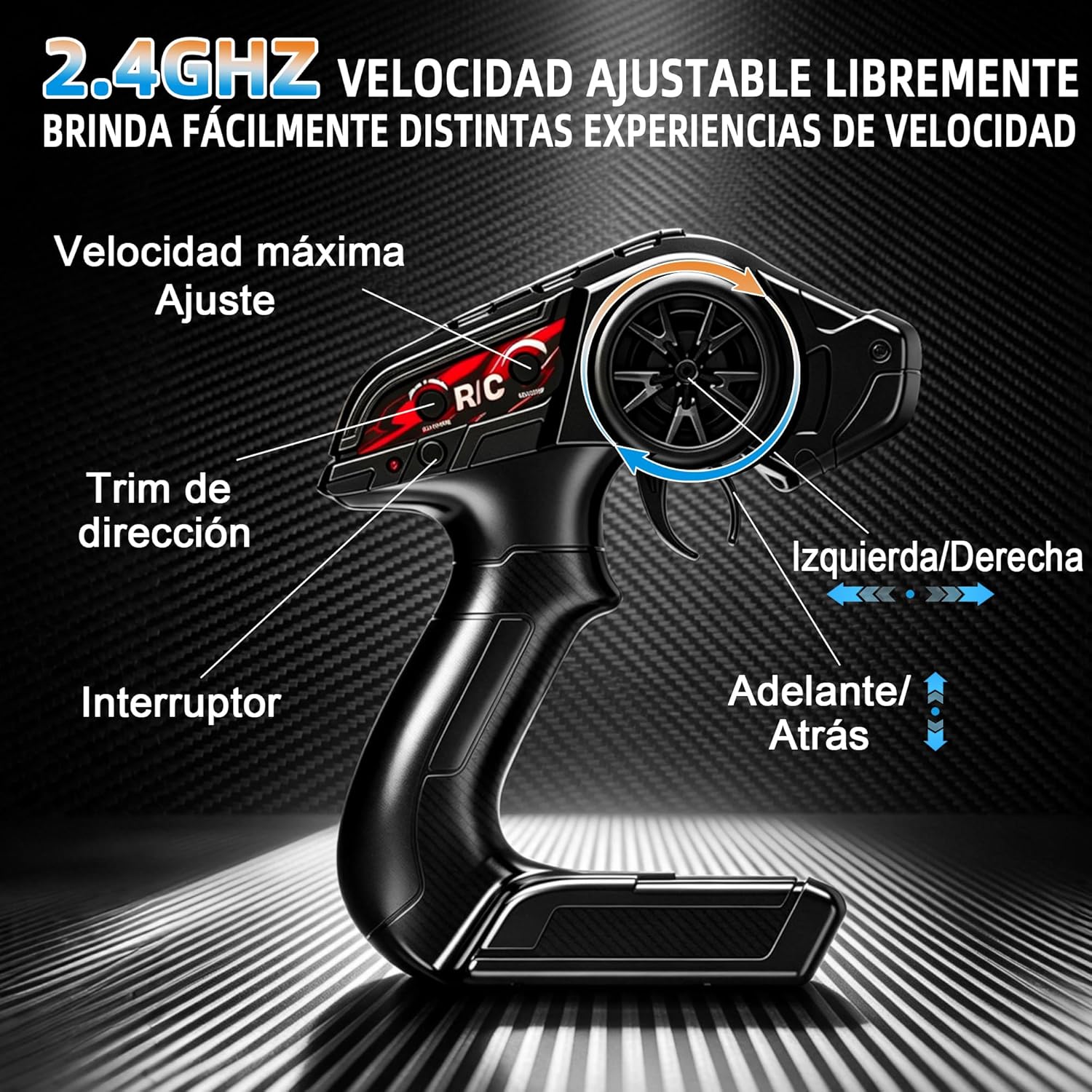 Detalle de JOYTREKY Voiture TéLéCommandéE - 1:18 4WD tout-terrain (40 km/h) avec 2 batteries—Bleu