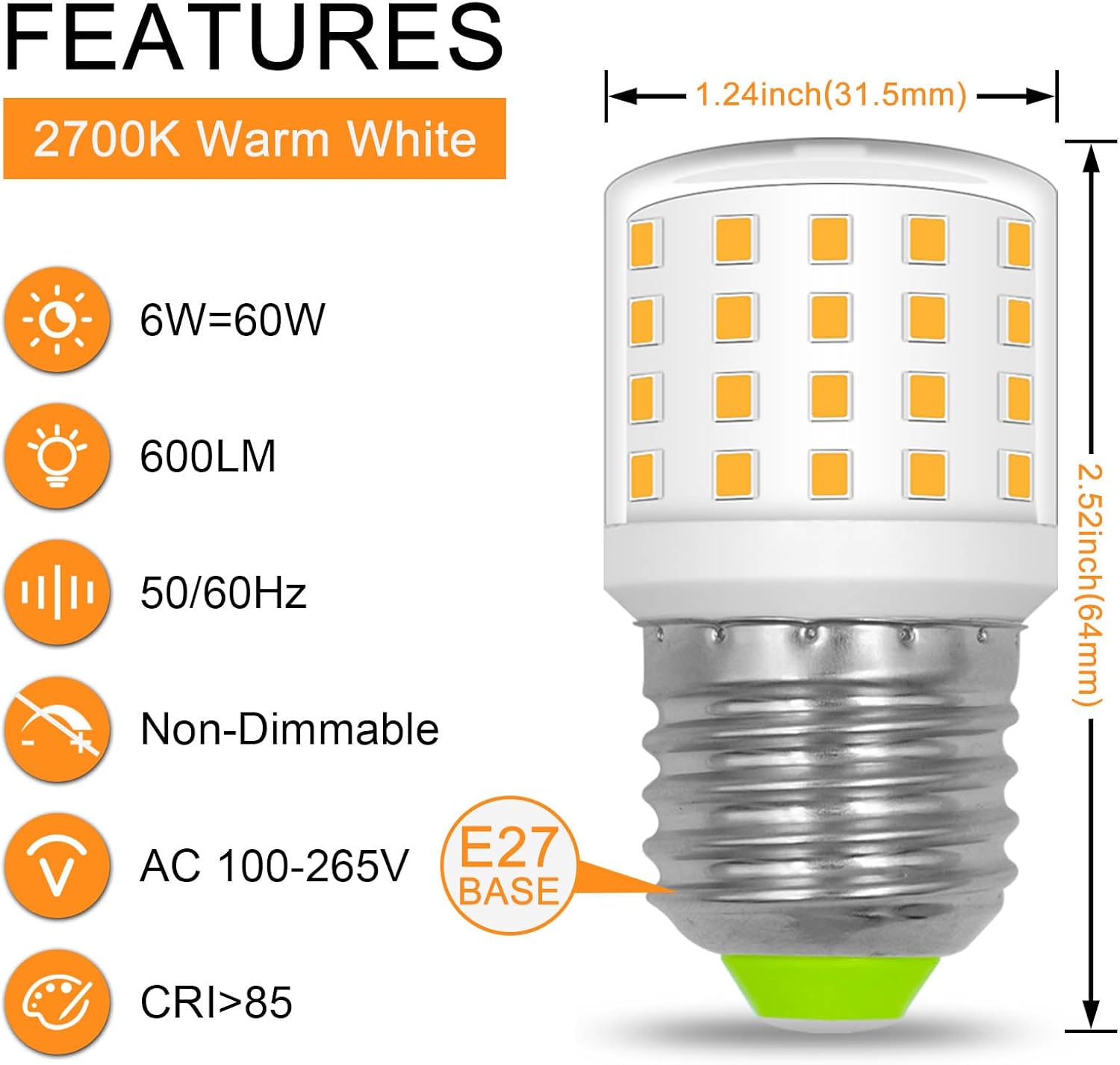 Thumbnail 1 de TZHILAN E27 LED Lampe – Ersatz für Osram 60W Halogenlampe, 6W, 806 lm, Warmweiß, E27, 6er-Pack
