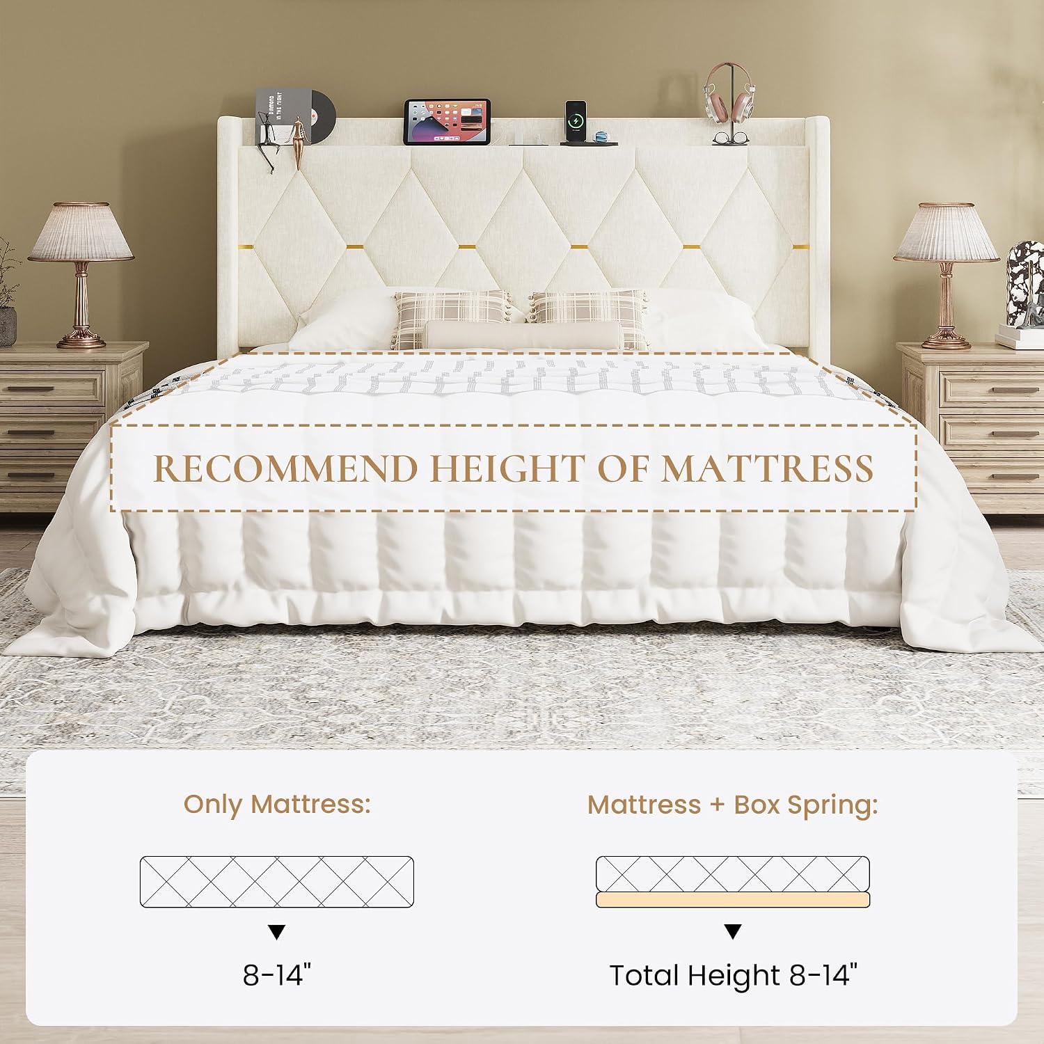 Thumbnail 6 de SHA CERLIN Upholstered Bed Frame, King Size