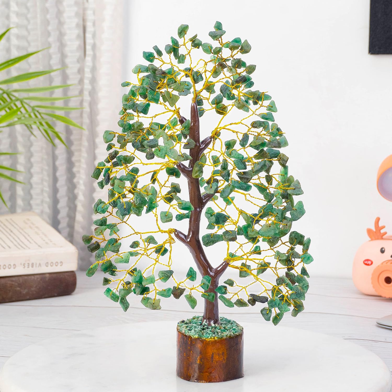 Detalle 2 de Crocon CTR032a Green Aventurine Crystal Tree with Golden Wire