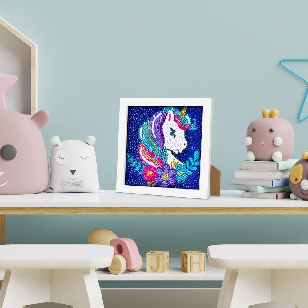 Thumbnail 6 de Kit Diamond Painting 5D AUAUY con cornice in legno e tema Unicorno