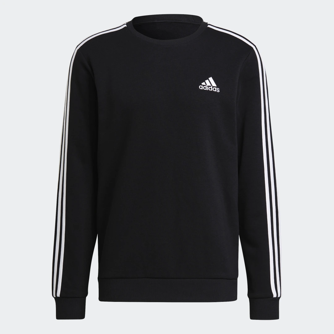 Detalle de Sudadera Essentials Fleece 3 Bandas de Adidas (negro) — comodidad casual con ese toque icónico