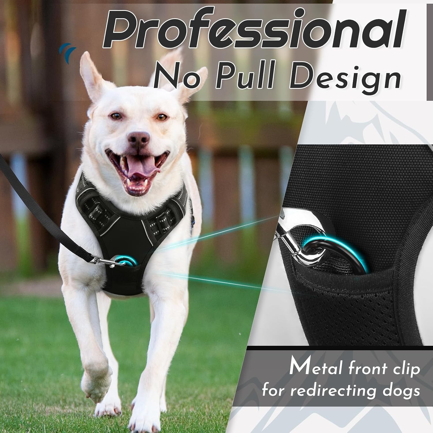 Detalle de Eagloo Dog Harness Medium – No Pull Front & Back Clip Adjustable Vest