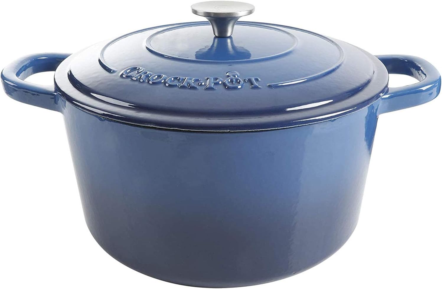 Detalle de Crock-Pot Artisan 7-Quart Round Enameled Cast Iron Dutch Oven – Sapphire Blue