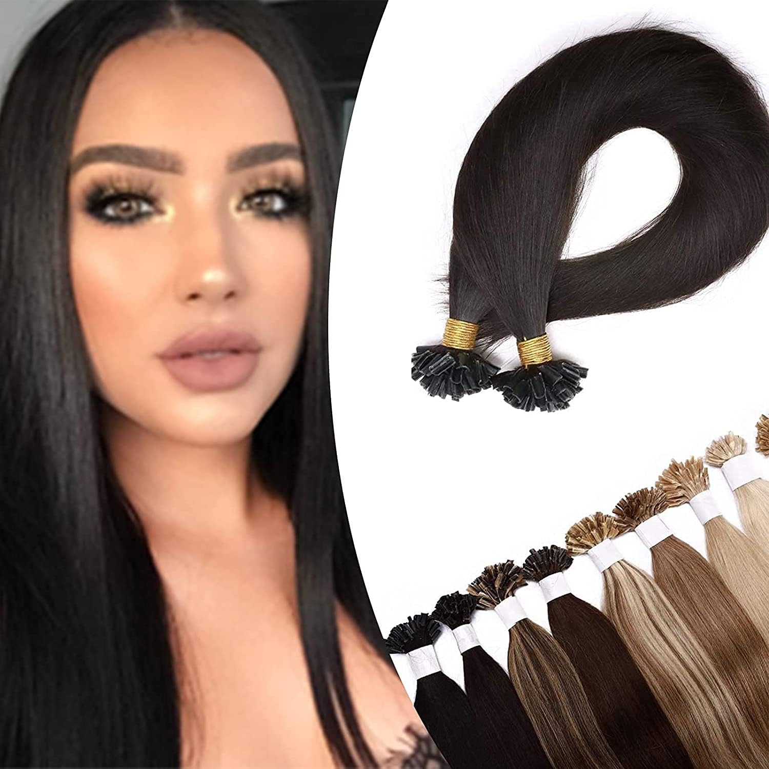 Detalle de SEGO Extension Kératine Cheveux Naturel à Chaud 0.5g/Mèche – 200 mèches, 40 cm, Brun Foncé