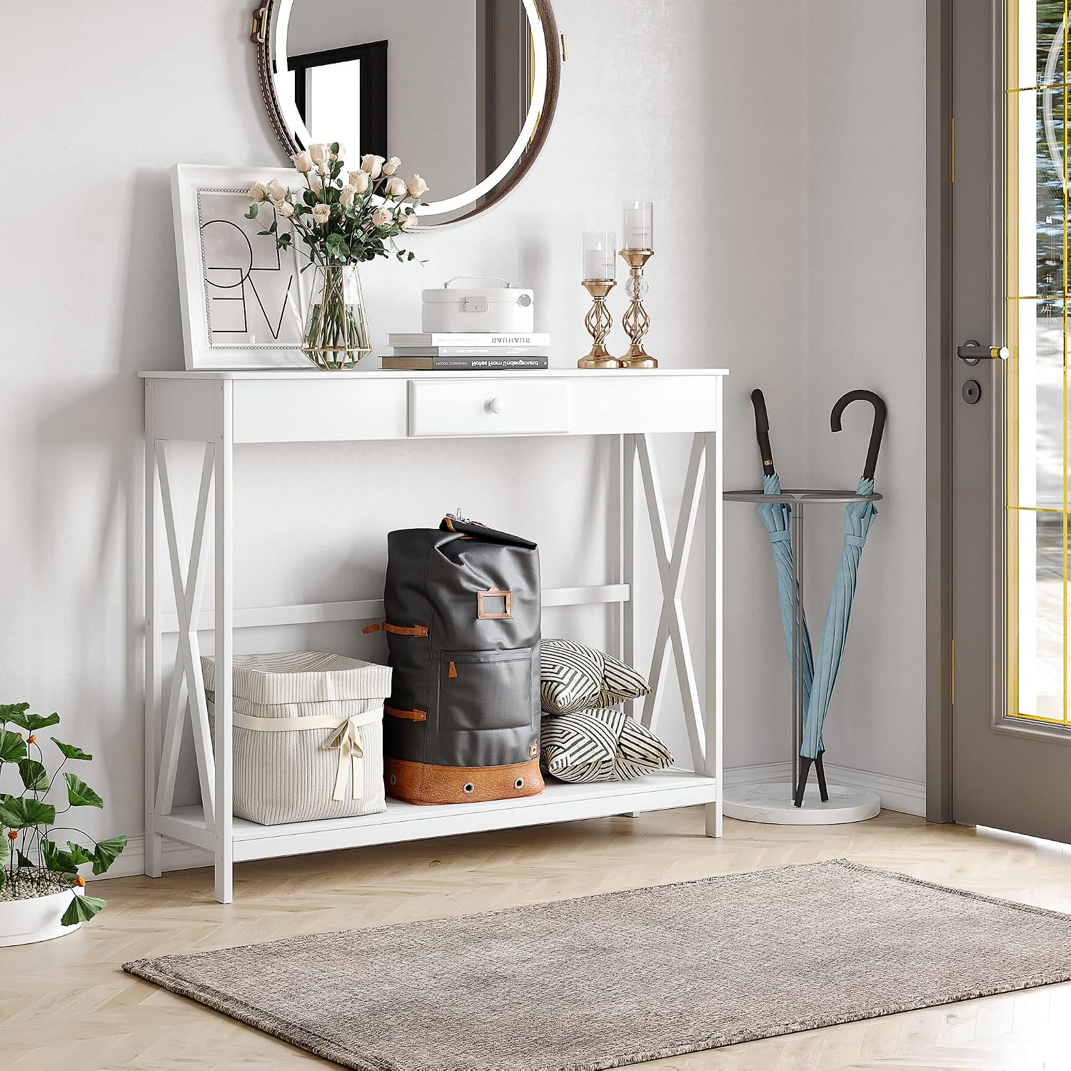 Detalle 2 de HOMCOM Mesa de Consola 100x30x81 cm Blanco