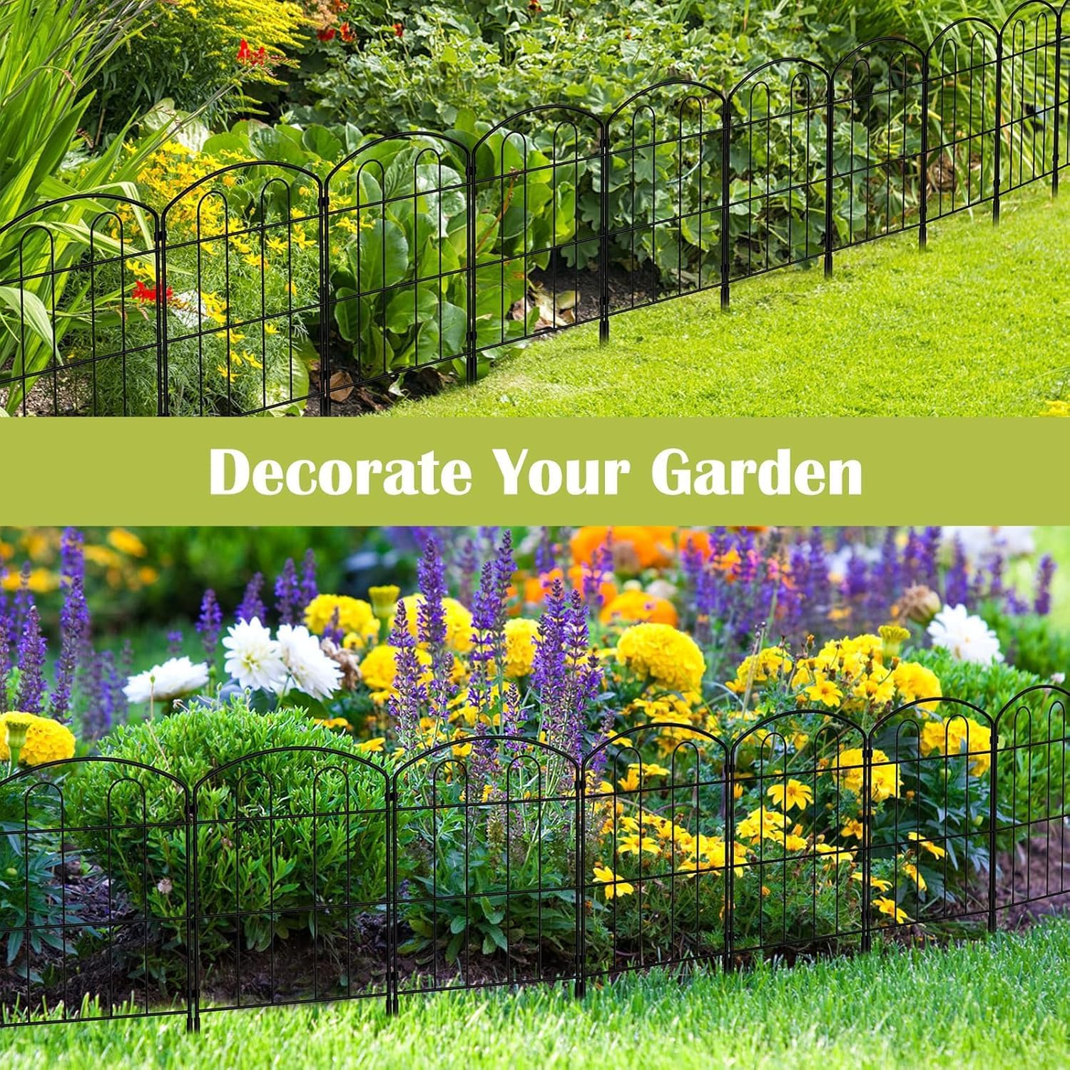 Detalle de LIANTRAL Garden Fence: 6.6m Modular 61cm High Steel Border for Garden Edging