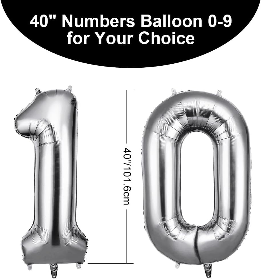 Thumbnail 1 de OFFCUP 40 Inch Number 10 Balloon – Large Foil Balloons for Big Birthday Moments
