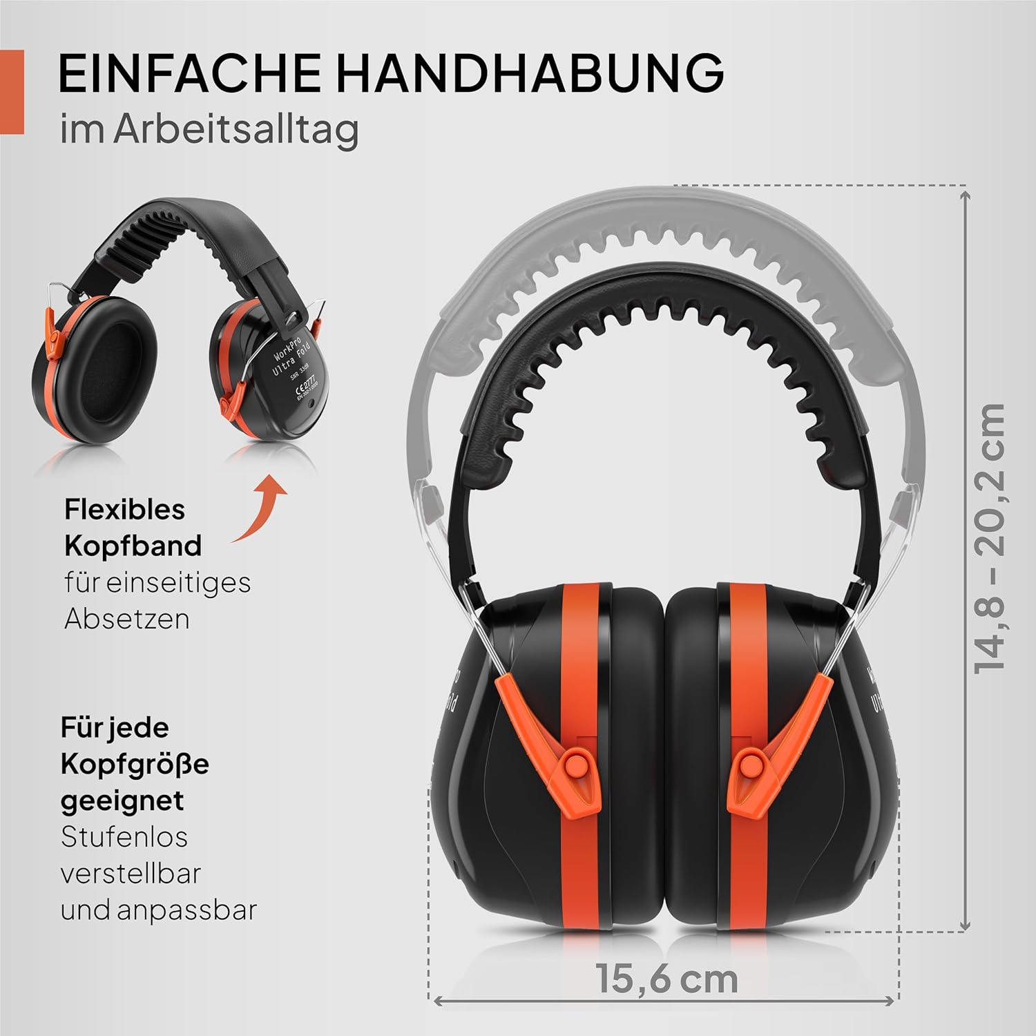 Thumbnail 4 de Senner WorkPro Ultra Fold – klappbarer Gehörschutz mit SNR 33 dB (schwarz/orange)