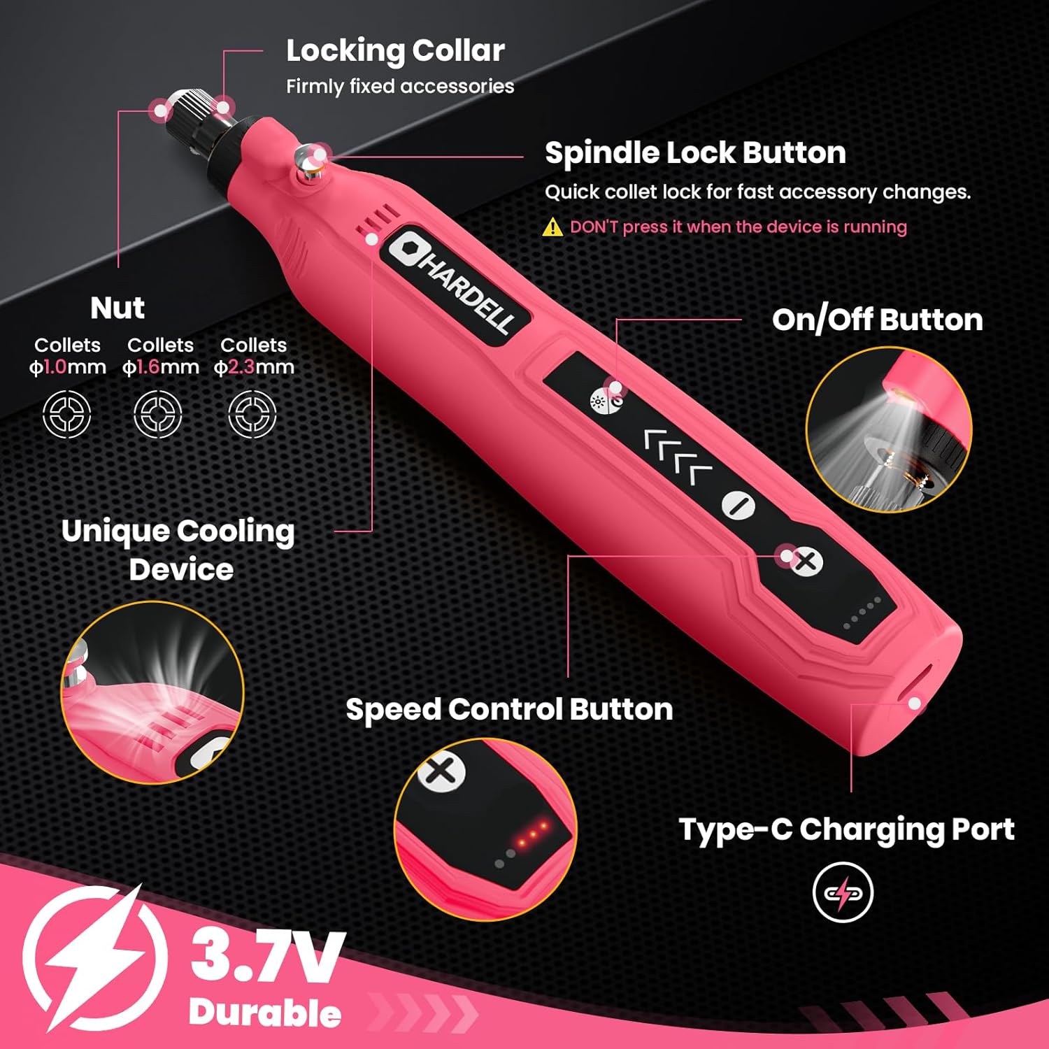 Thumbnail 1 de HARDELL Cordless Rotary Tool Kit with 69 Accessories – 5-Speed Mini Power Tool