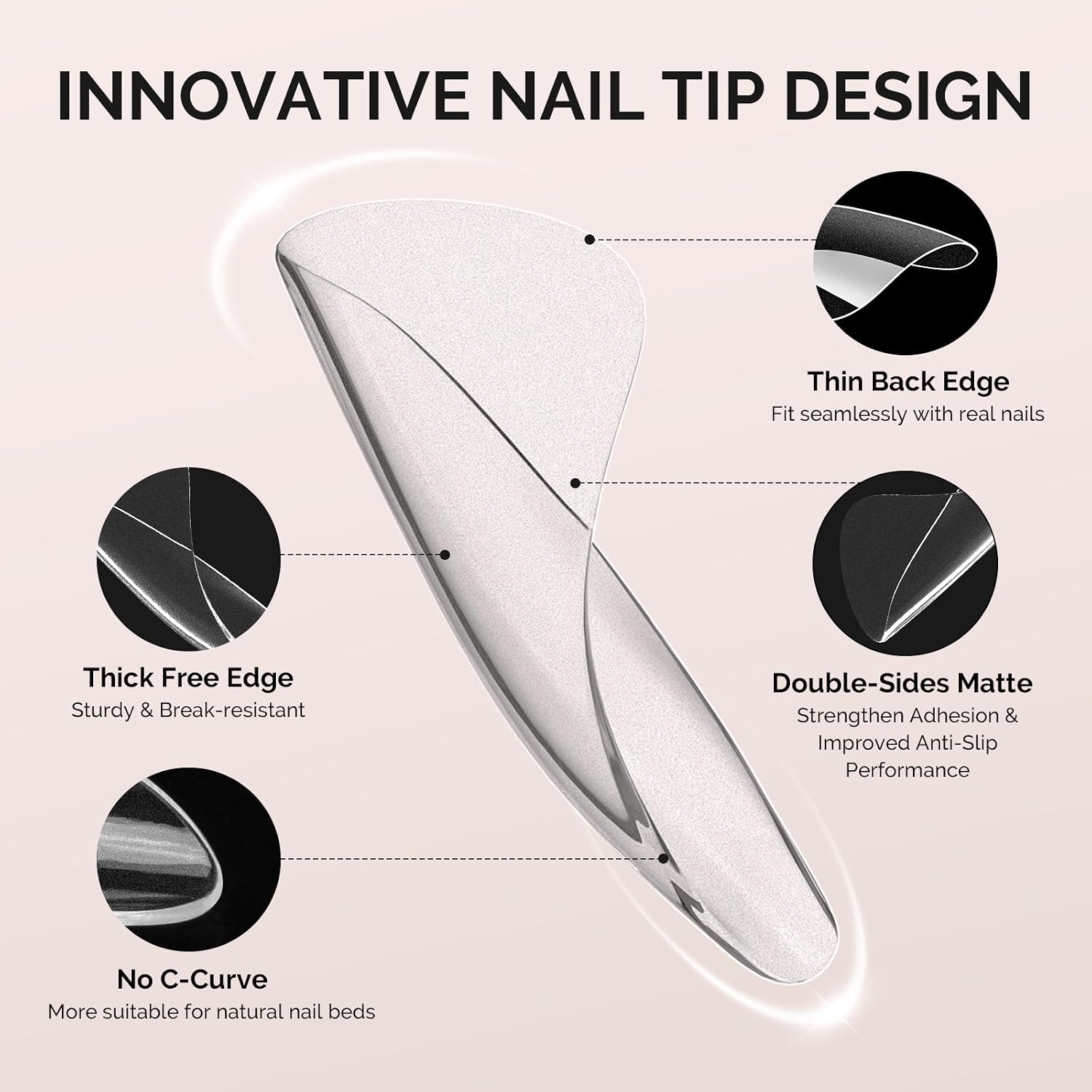 Thumbnail 3 de MelodySusie Square Toe X Nail Tips: 300-Piece Clear Full-Matte Press-On Set for DIY Nail Extensions