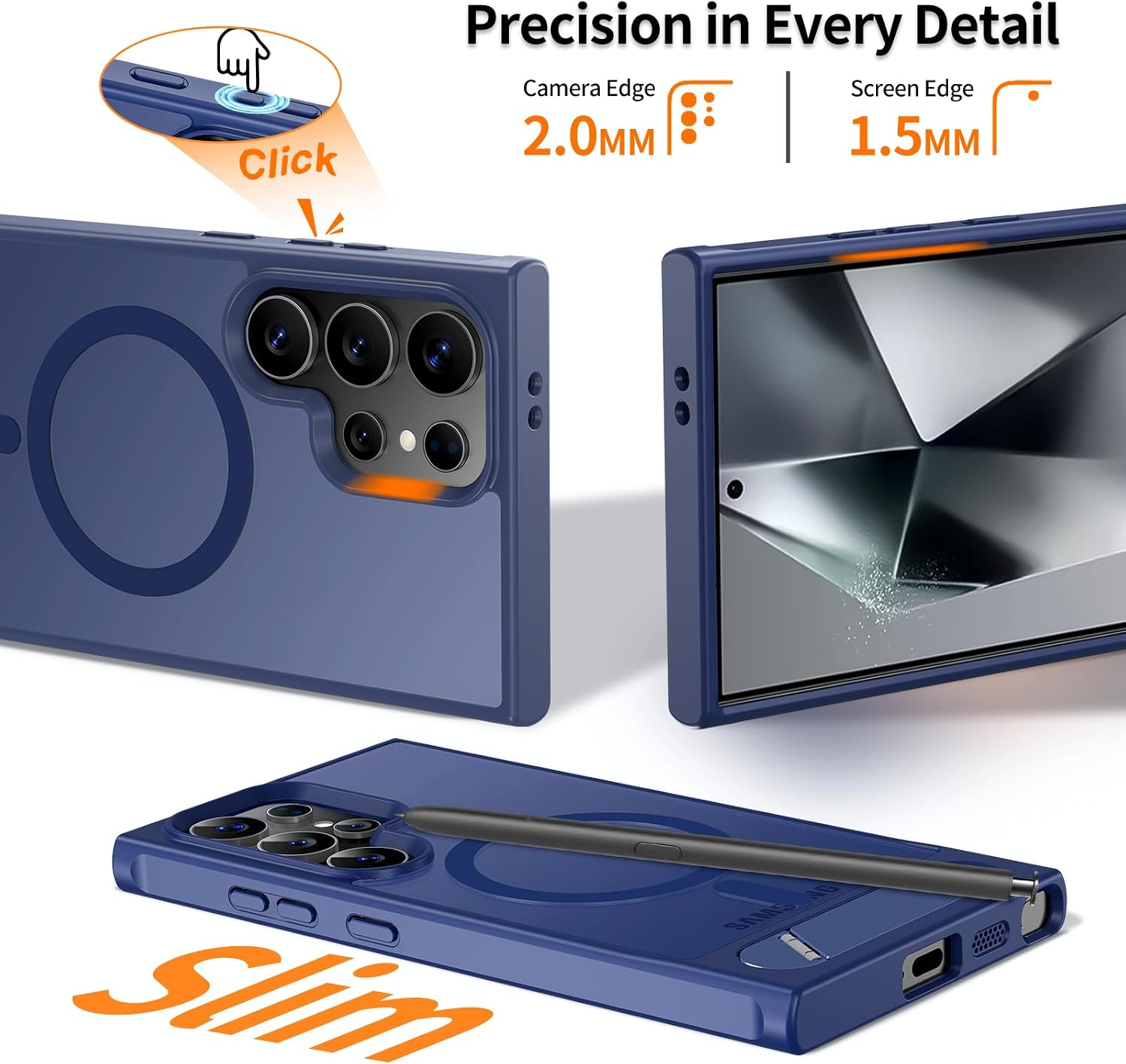 Detalle de H HUALELE Magnetic Case for Galaxy S24 Ultra with Metal Kickstand, Blue