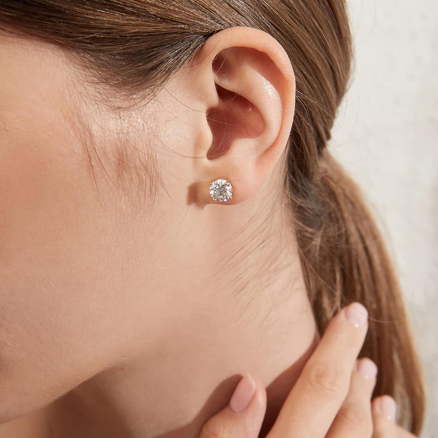 Thumbnail 1 de jiamiaoi 18K Weißgold-plattierte Brillant-Diamant-Ohrstecker aus 925 Sterling Silber (Stecker) – 4 bis 8 mm