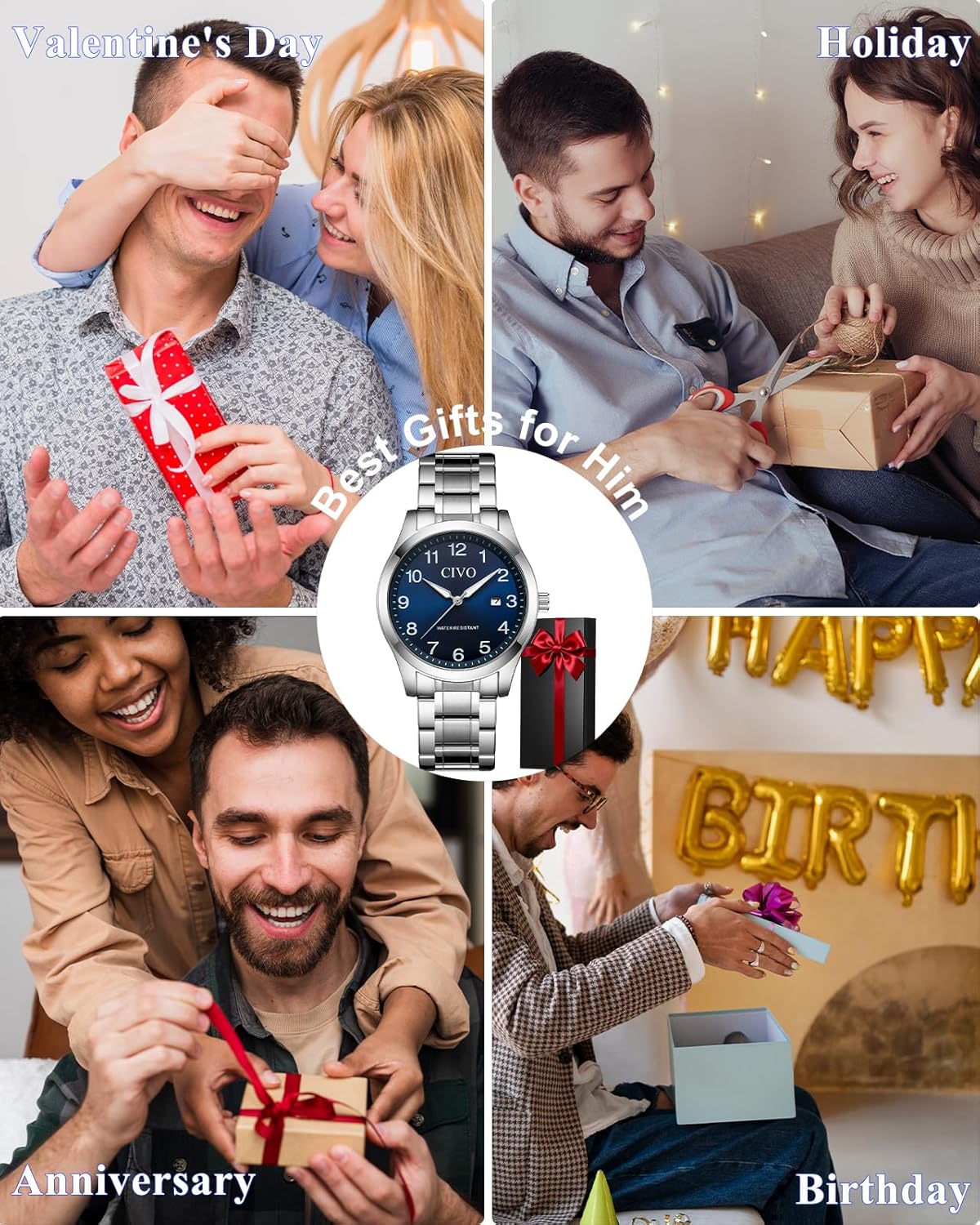 Thumbnail 6 de CIVO Herrenuhr Analog QI Quarz Datum, wasserdicht