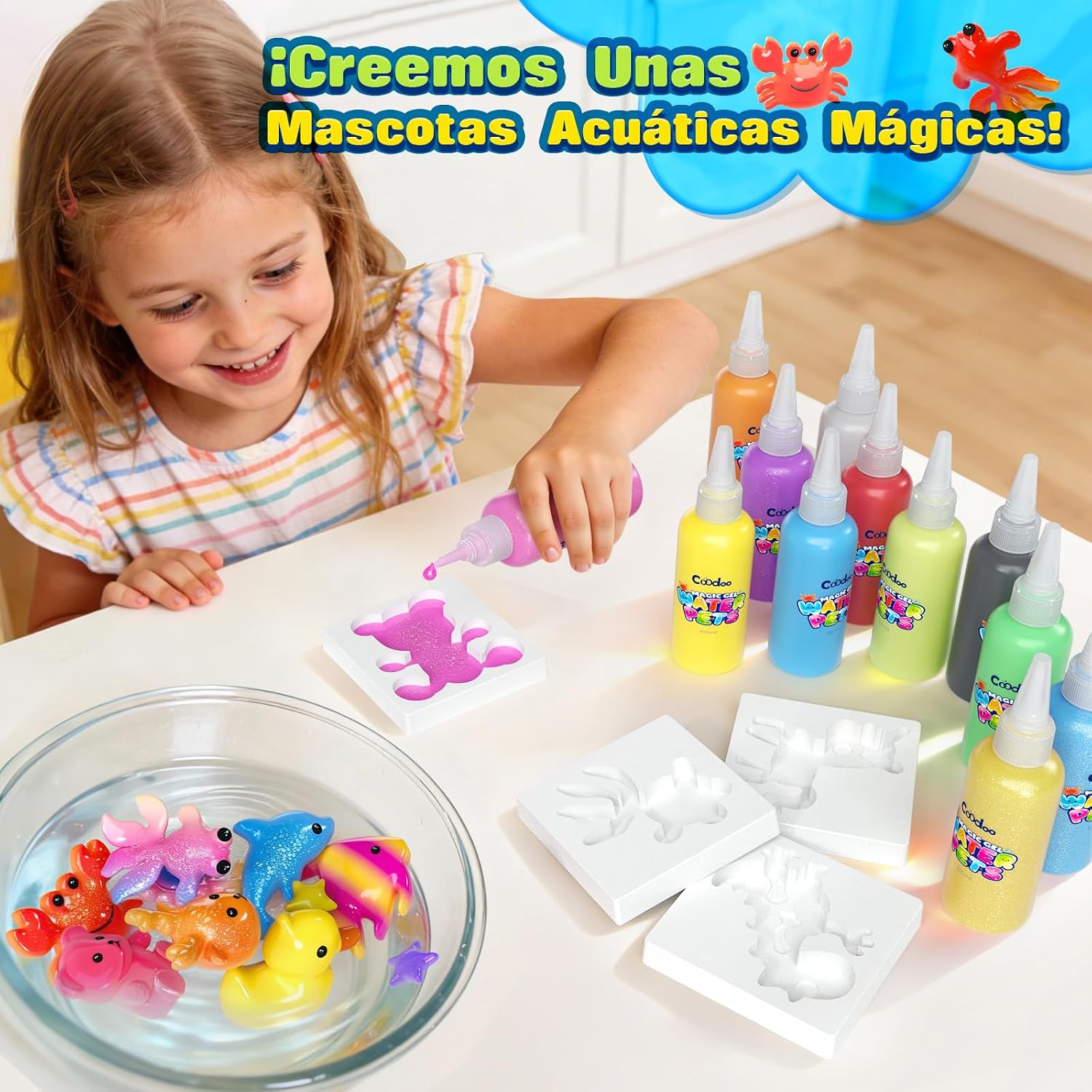 Detalle 2 de Coodoo Aqua Gelz Set: Juguete de Gel de Agua Mágico 3D DIY