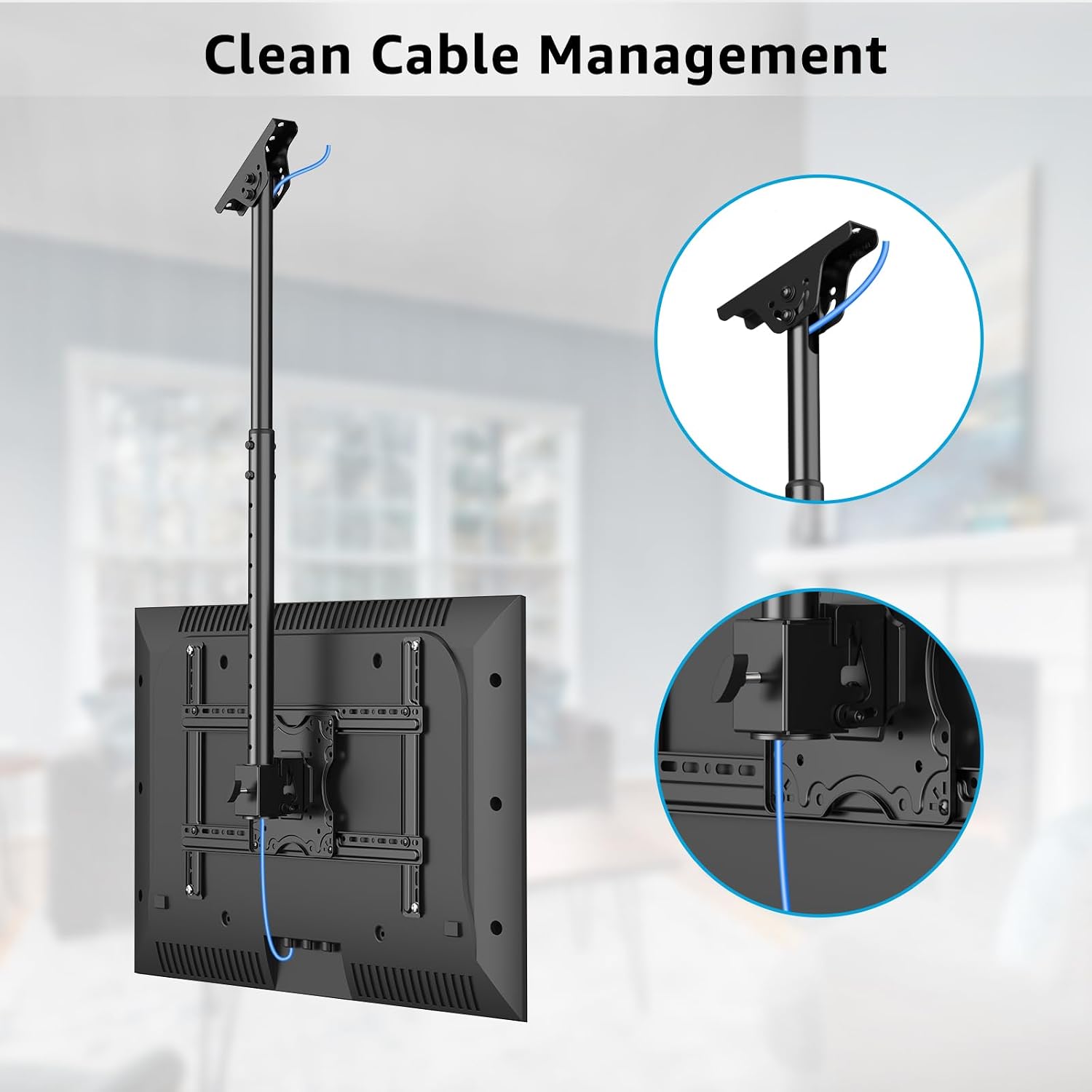 Thumbnail 6 de MOUNTUP MU0040 Ceiling TV Mount for 40–75 inch flat curved TVs (360° rotation, heavy-duty 110 lbs)