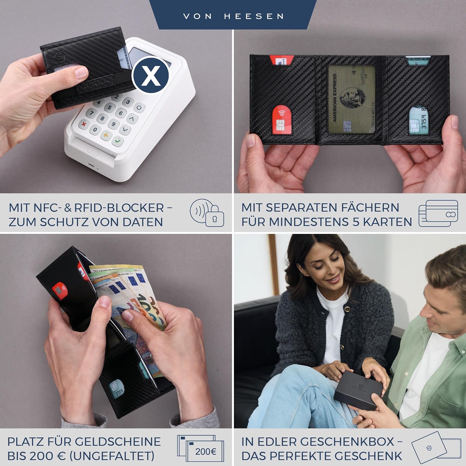 Thumbnail 1 de VON HEESEN Slim Wallet 9 x 7 x 1,8 cm