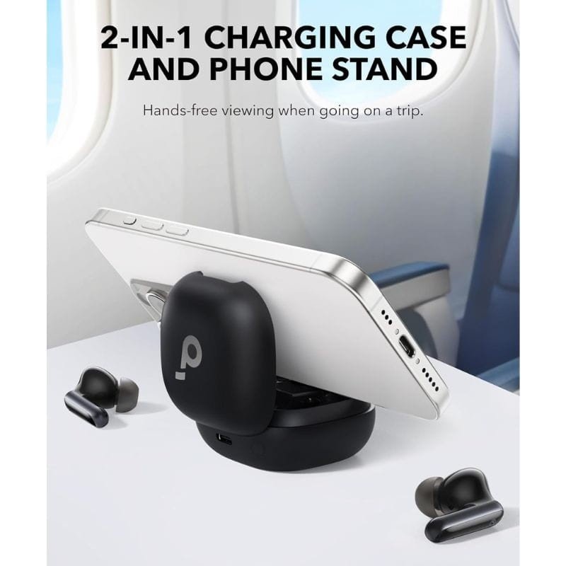 Detalle 2 de Soundcore P40i, auriculares inalámbricos beige con cancelación de ruido