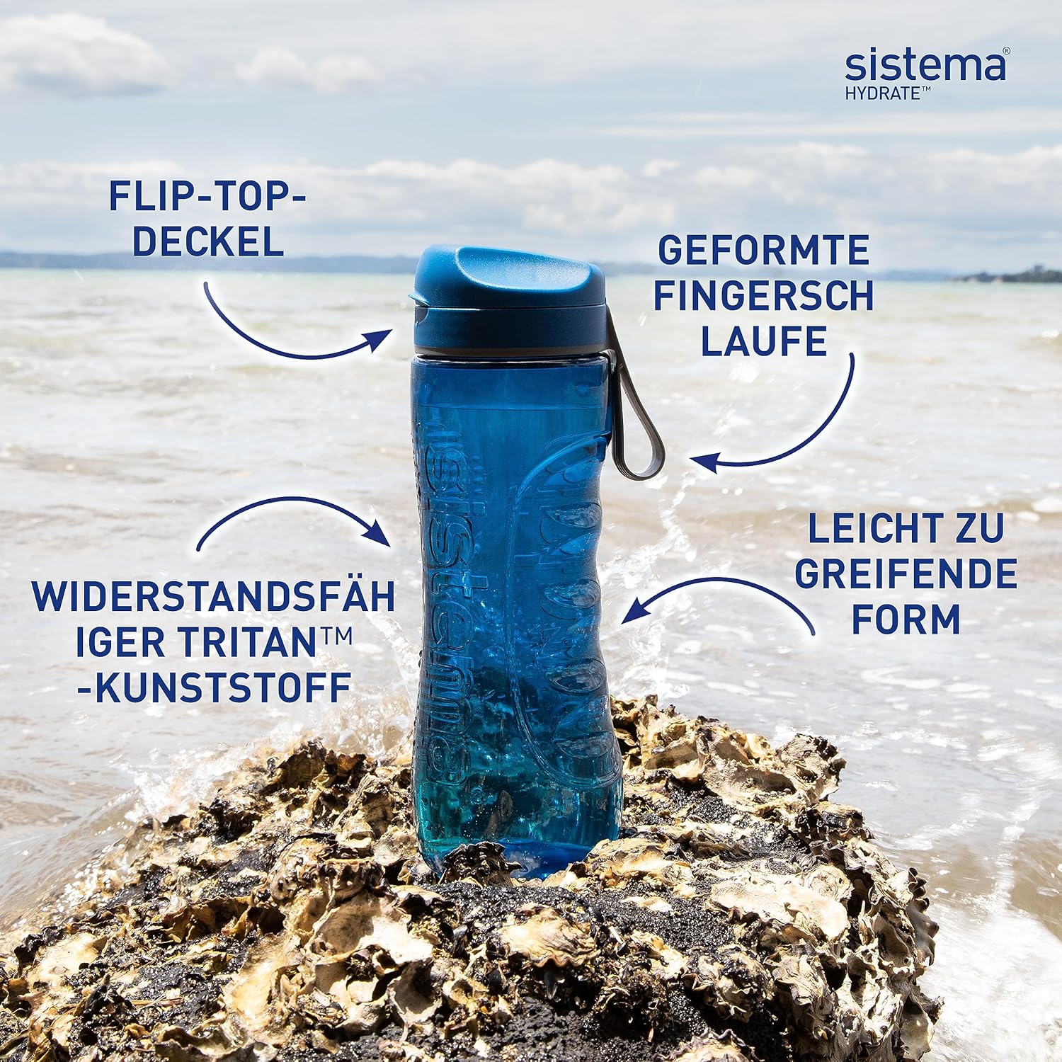 Thumbnail 2 de Hydrate Tritan Swift Wasserflasche-System (800 ml, Ocean Blue & Misty Purple) – auslaufsicher, BPA-frei, 2er-Set