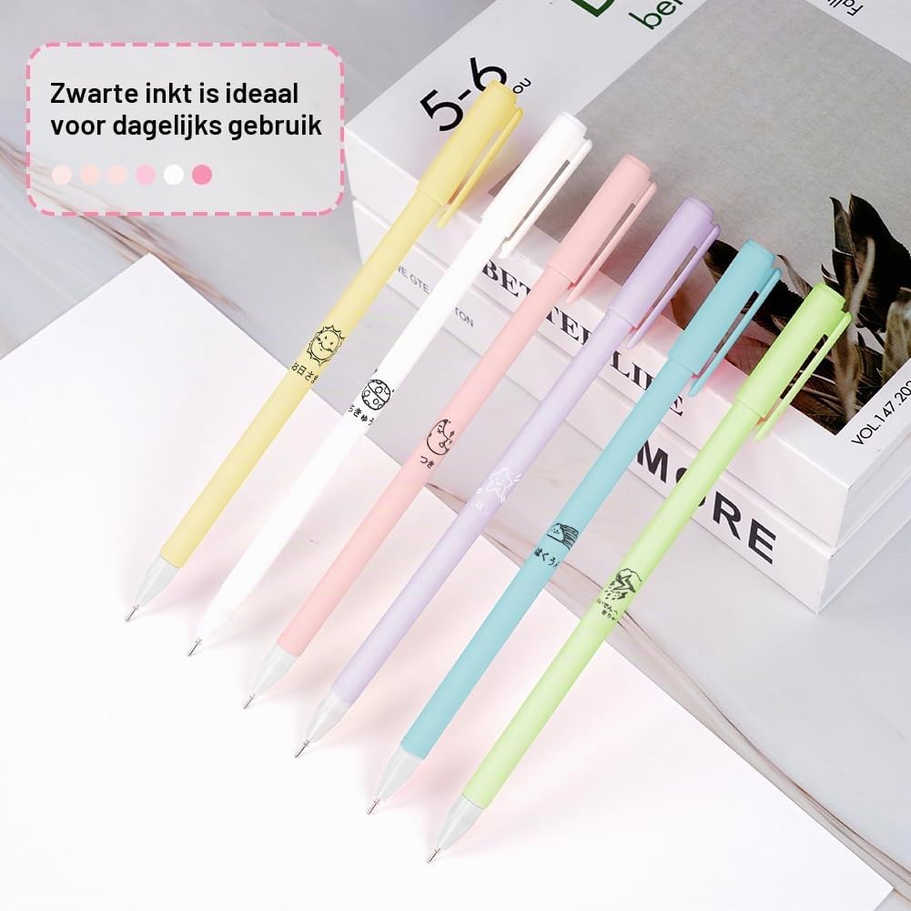 Detalle de OFFCUP Rollerball gelpennen, 6 stuks met zwarte inkt en fijne punt van 0,5 mm