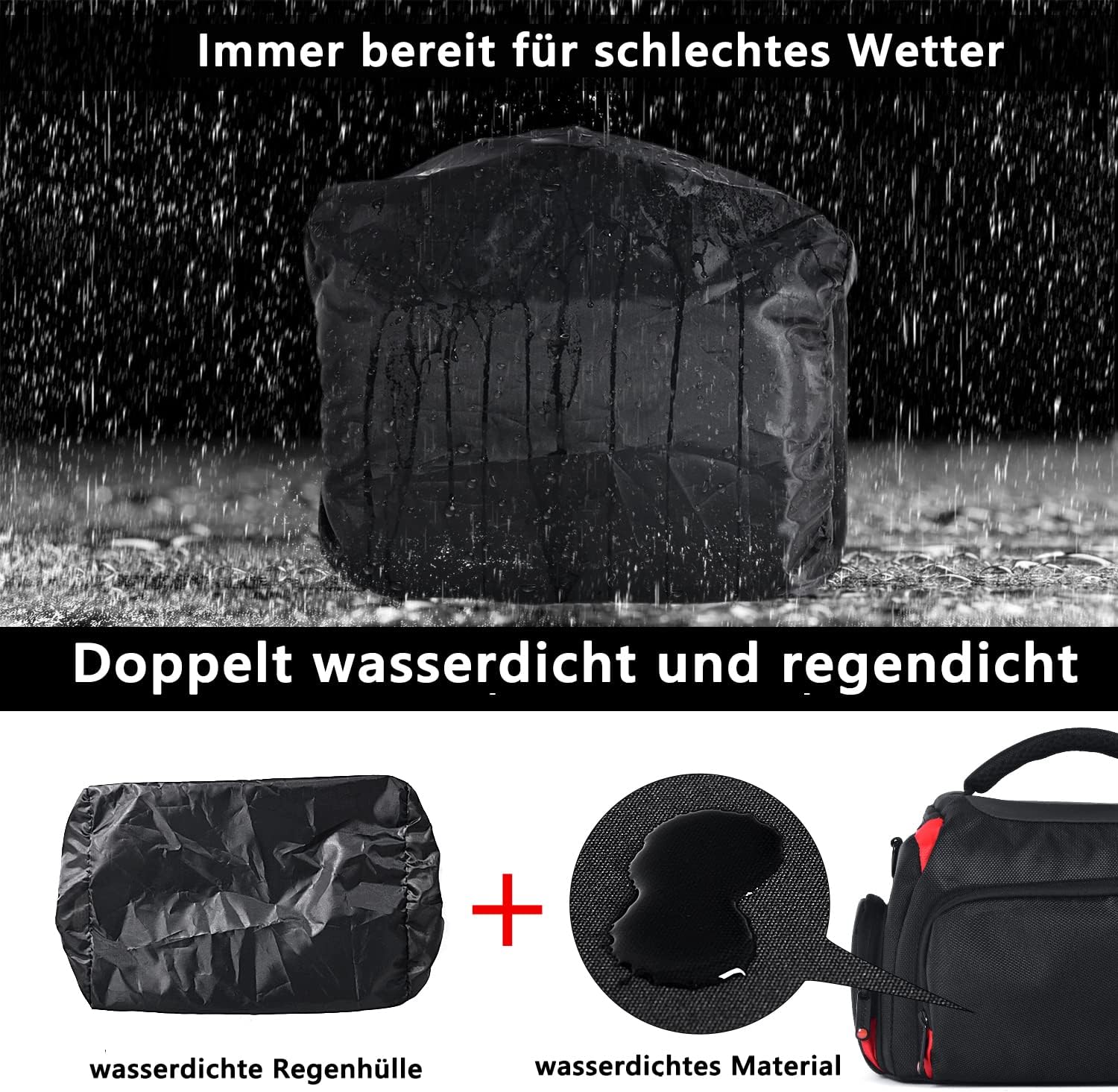 Detalle 2 de FOSOTO Kameratasche große Umhängetasche für DSLR