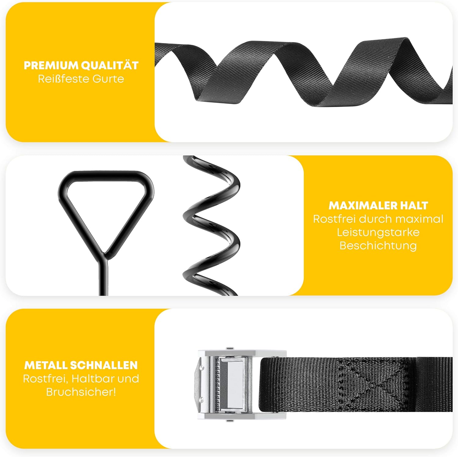 Detalle de Schmitz.Tools Bodenanker Trampolin Erdanker – Extra sichere Premium-Ausführung, verstellbarer XXL-Gurt, 2,50 m, rostfrei
