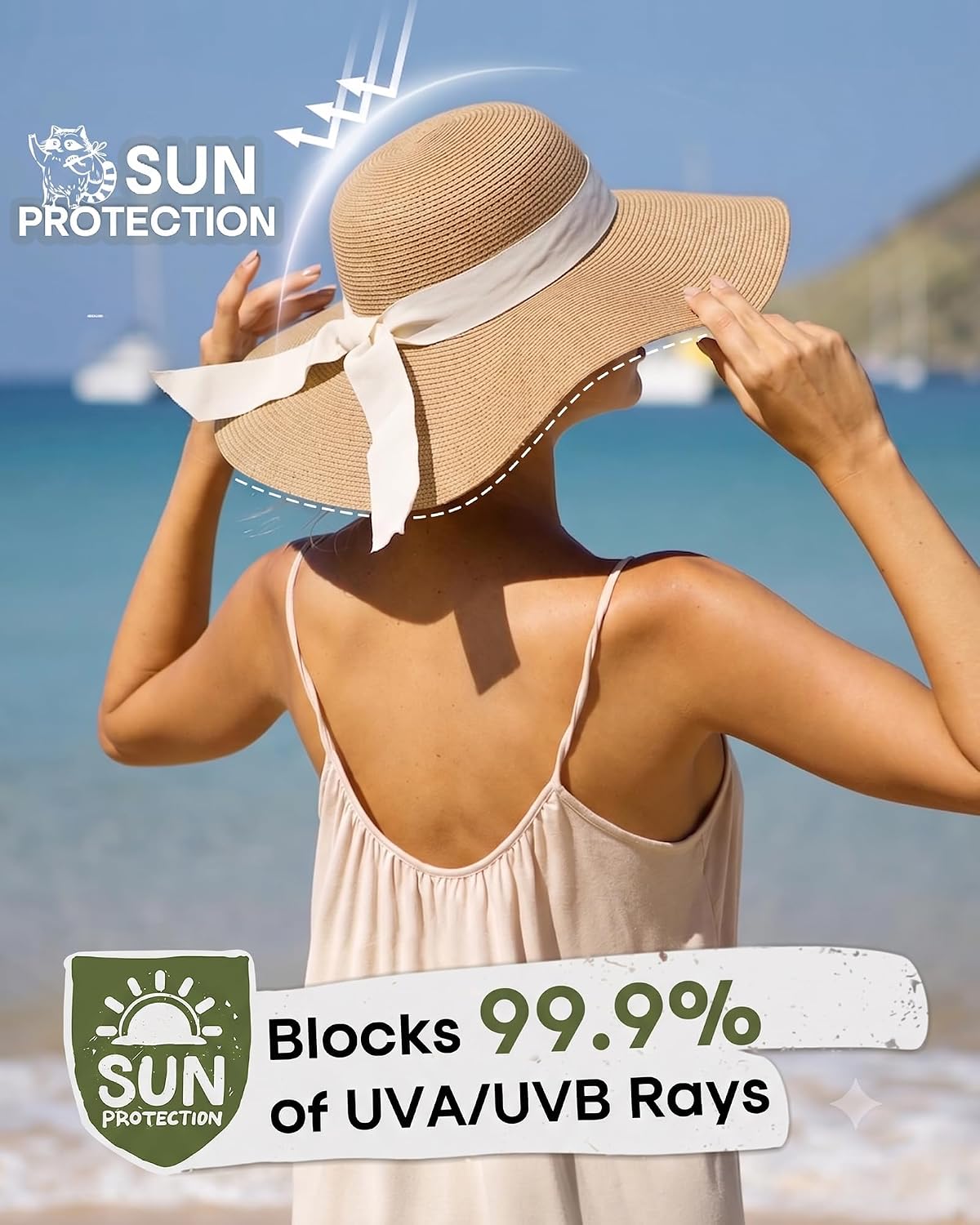 Thumbnail 2 de FURTALK Women’s Sun Straw Hat (Wide Brim) with UPF 80+ — Foldable & Packable Beach Hat