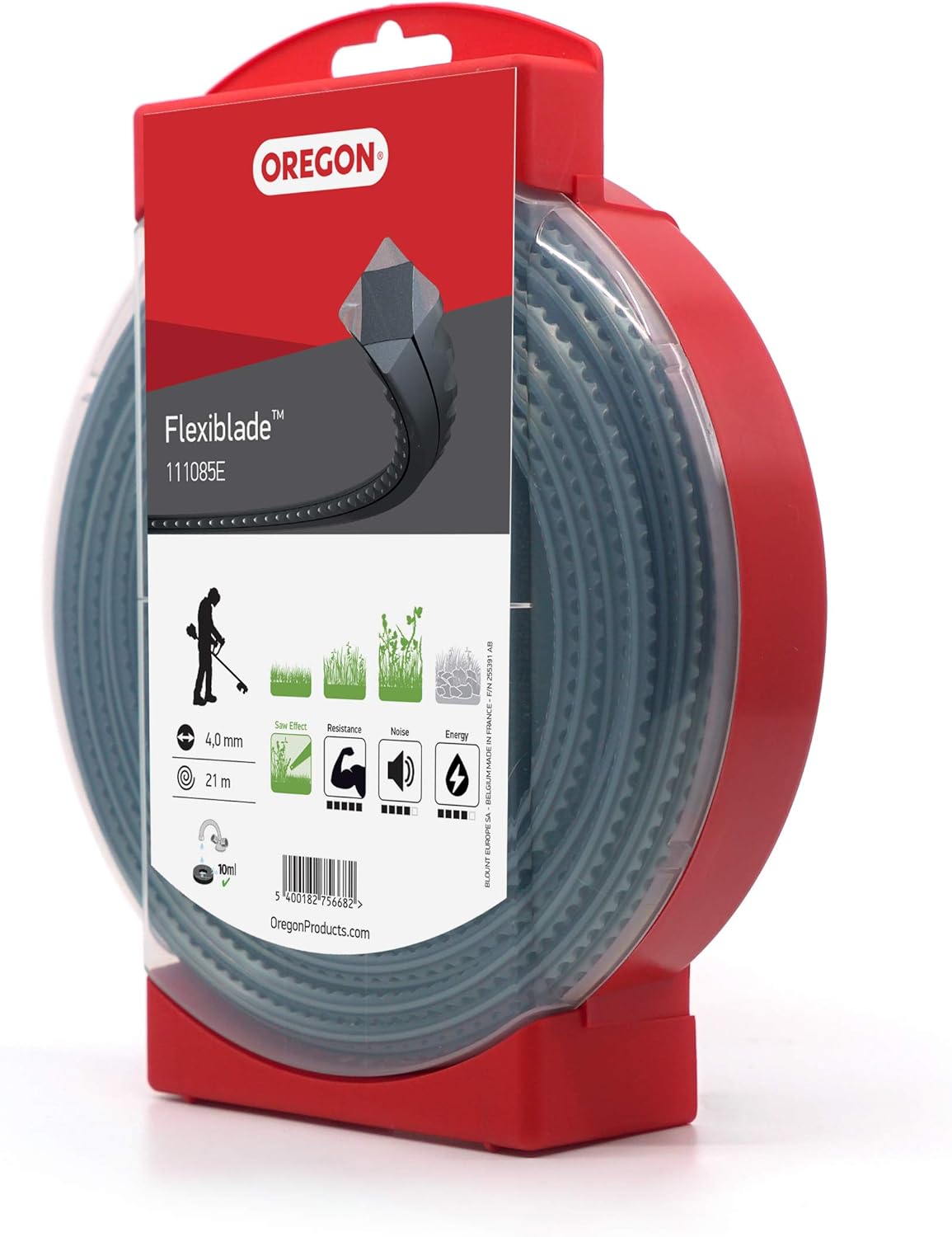 Detalle de Oregon Fil de débroussailleuse Cranté 4mm × 21m (111085E) – robuste, efficace et compatible tête standard