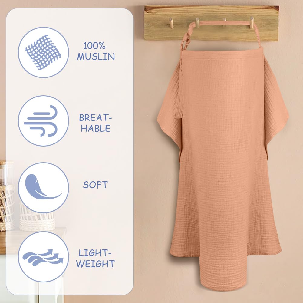 Thumbnail 4 de Aolso Stillbezug aus Musselin (Stilltuch) mit verstellbarem Riemen für Babys – für Autositze, Rosa