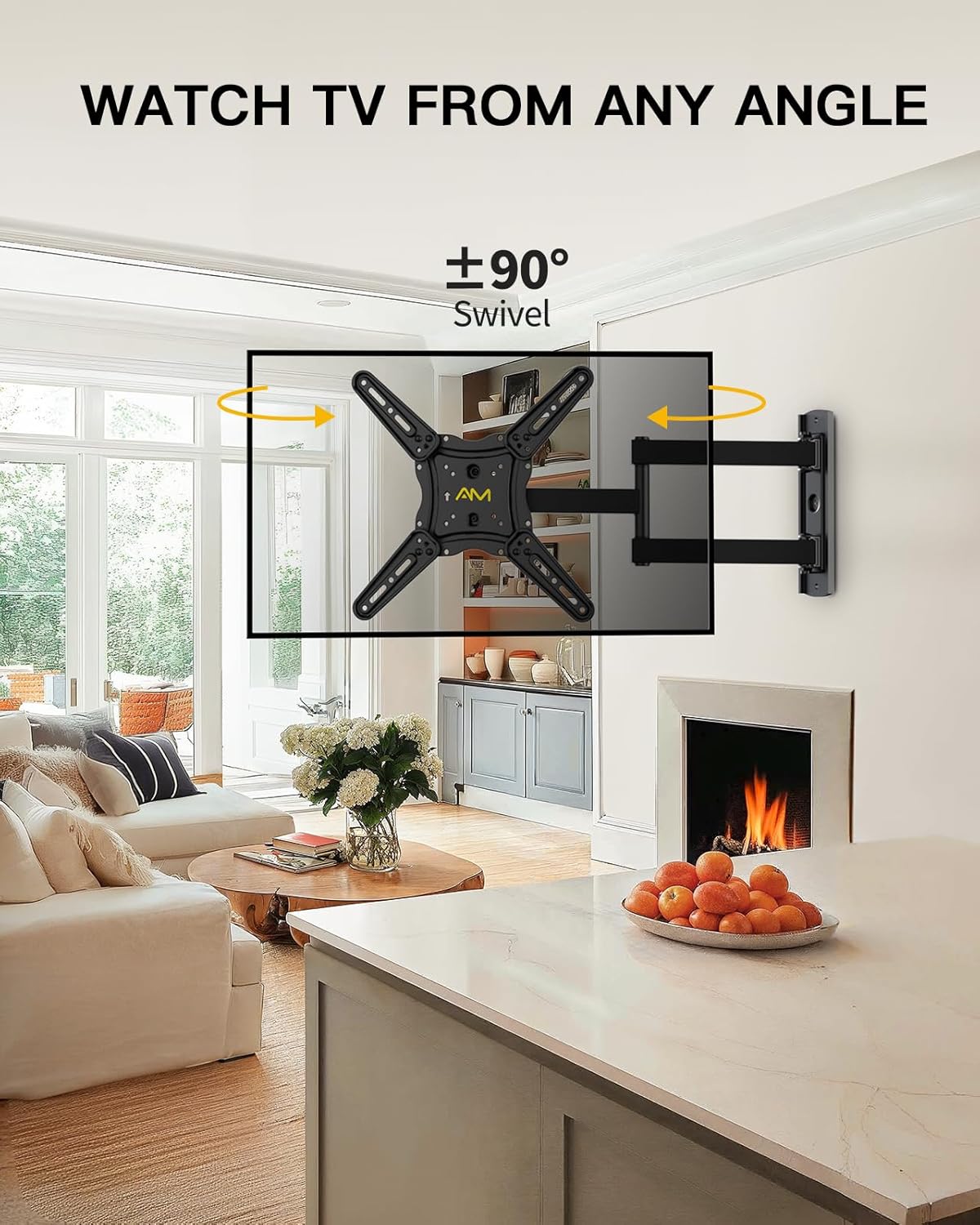 Thumbnail 4 de Alphamount Support mural TV inclinable et orientable pour écrans 26 à 60 pouces (VESA jusqu’à 400x400, 35 kg max)