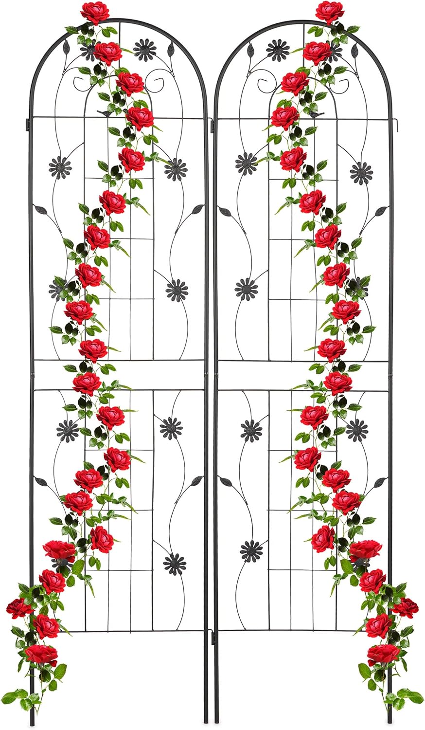 Relaxdays grigliati per rampicanti: set da 2 tralicci in ferro nero a incastro (200 x 50 cm)