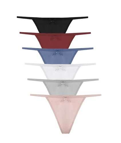 Detalle de Channo Tangas de Algodón para Mujer Pack 6 – Lisos, suaves y sin marcar (L/XL) Multicolor