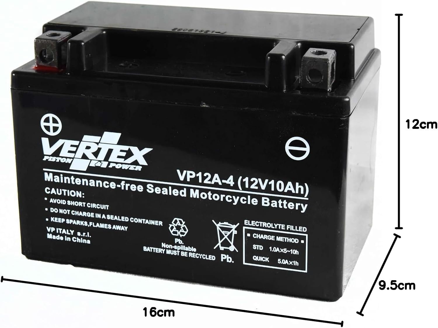 Detalle 2 de Vertex VP12-A-4 12V 10Ah motorcycle battery
