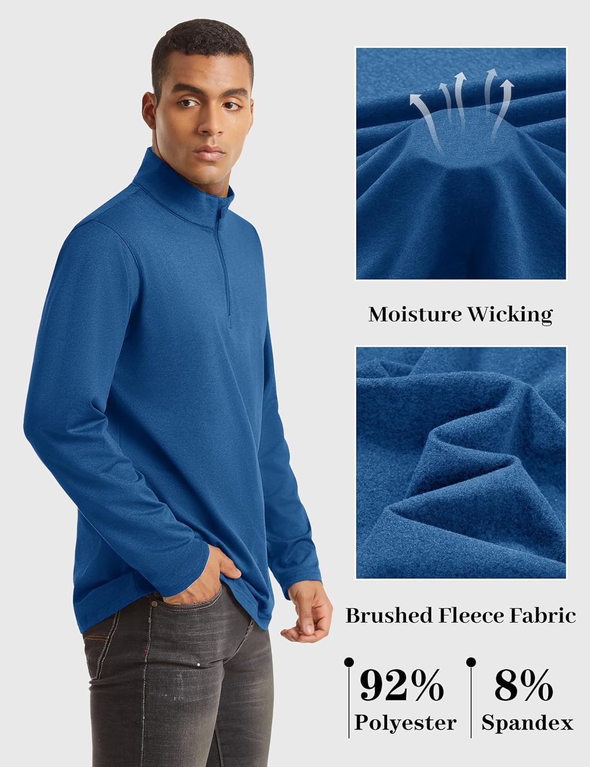 Thumbnail 3 de KEFITEVD Men's 1/4 Zip Fleece Lined Sweatshirt – Lightweight, Warm, and Flexible