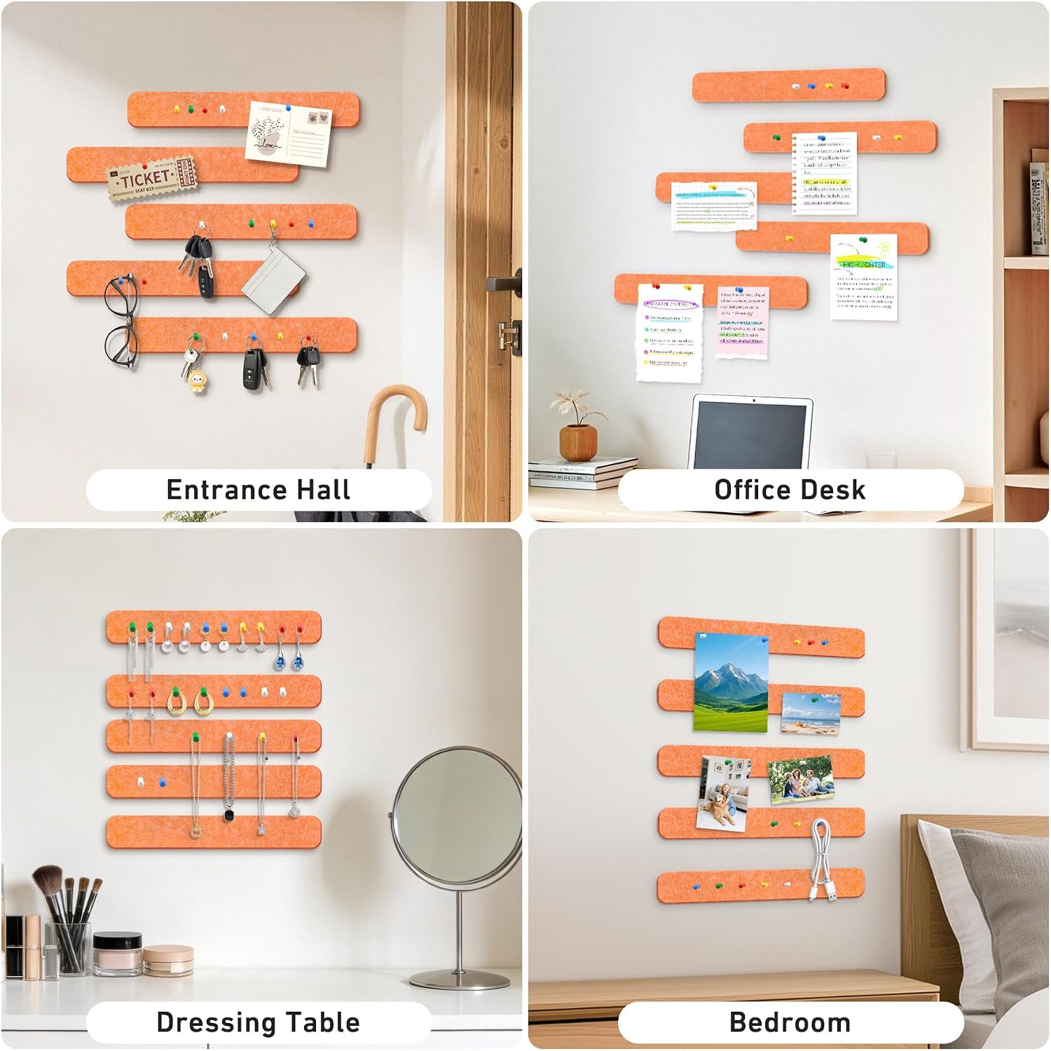 Detalle de HAUTOCO HT218CB Felt Bulletin Board Strips, 5-Pack, Sunset Yellow