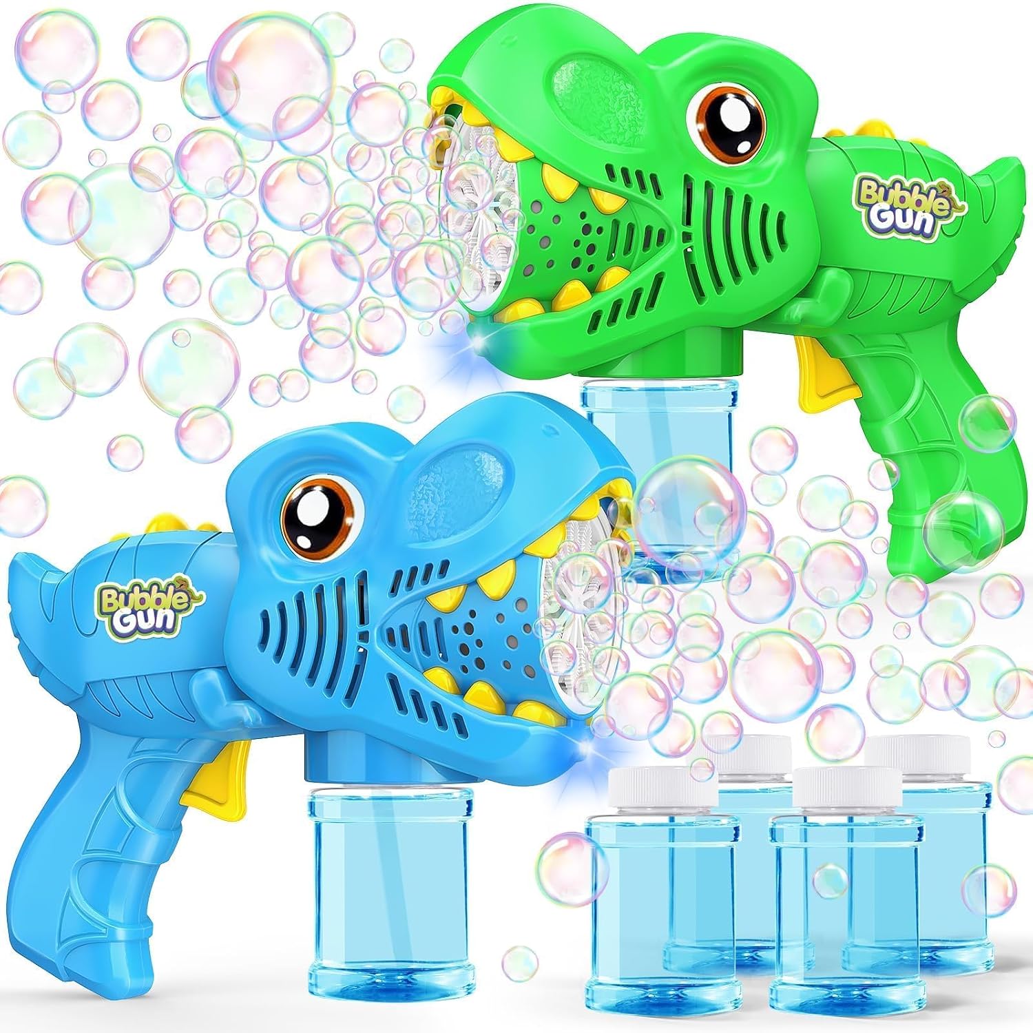 Detalle de Yunaking 2-Pack Bubble Machine Gun for Kids: Rechargeable Outdoor Bubble Fun