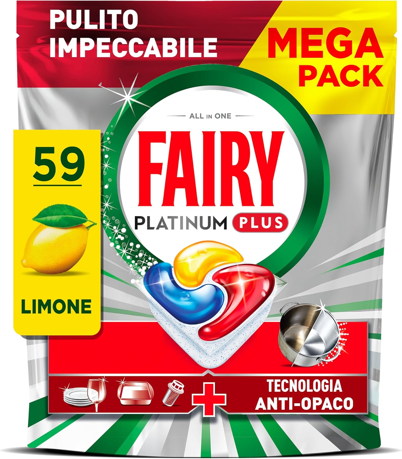 Thumbnail 6 de Fairy Platinum Plus Pastiglie Lavastoviglie Tutto in Uno 150 Capsule Limone