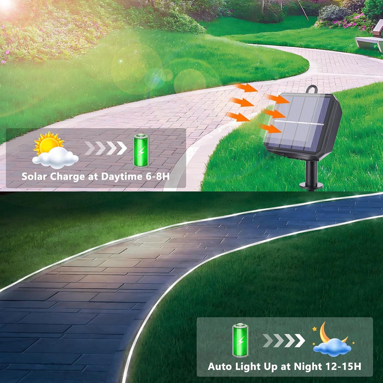 Detalle 2 de Jnaurb Solar Rope Lights, 132 ft, 400 LEDs, 8 Modes, IP65