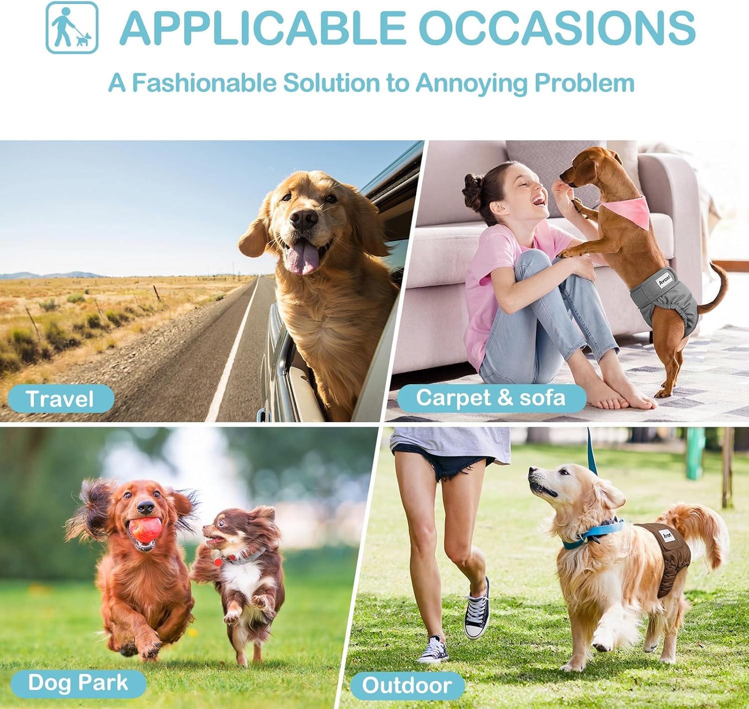 Thumbnail 4 de Avont 3er-Pack wiederverwendbare Hundewindeln (waschbar) – Damenbinden-Höschen für Hündinnen, 5 Größen