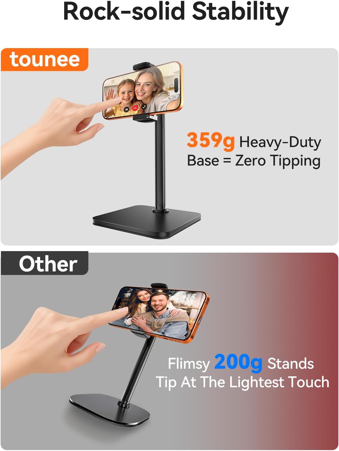 Detalle de tounee Desk Phone Stand: Height-Adjustable 8-11" for Hands-Free Recording and Streaming