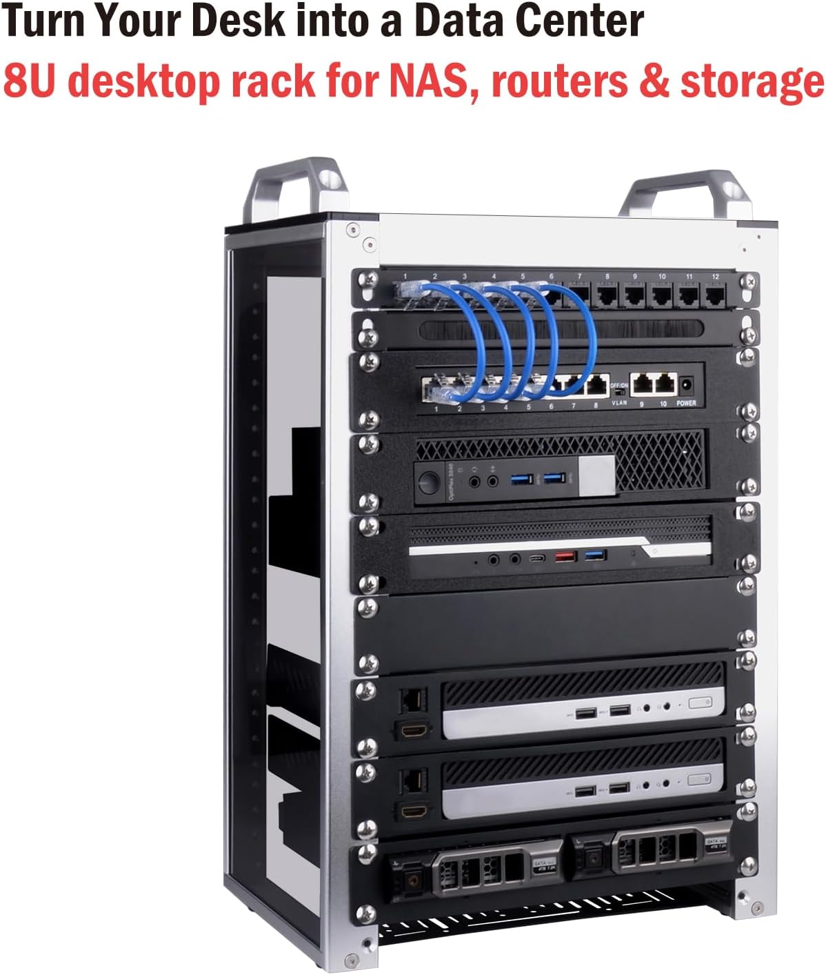 Thumbnail 4 de GeeekPi DeskPi RackMate T1: 10-Inch, 8U Mini Server Rack with Transparent Sides